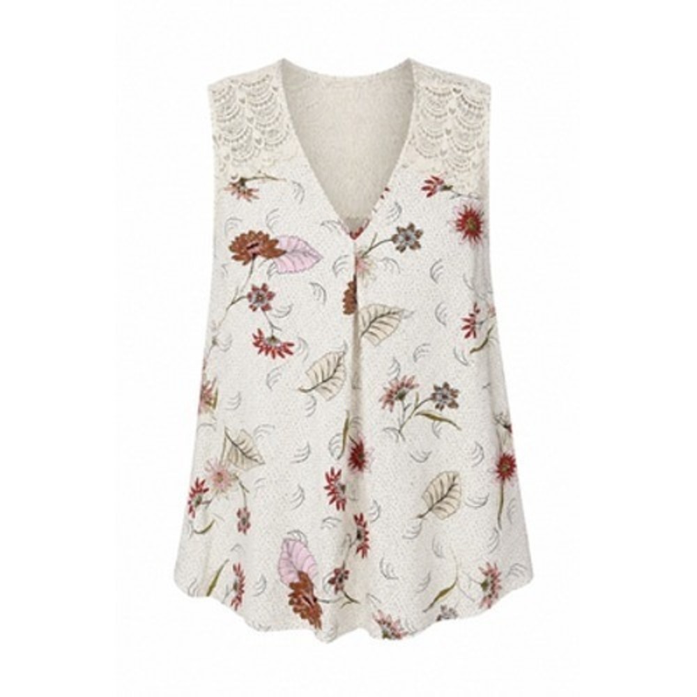 Daniel Rainn Fantine Tank Top Women 2X Off White Floral Crochetโ Stitch Fix